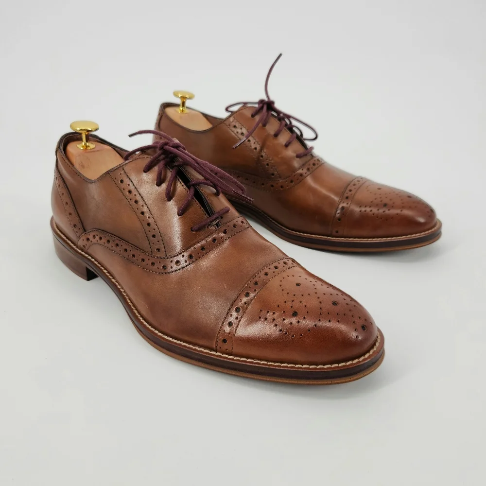 Johnston & Murphy Conard Cap Toe Men's Brown Leather Dress Shoes Size 9.5 M - Picture 5 of 16
